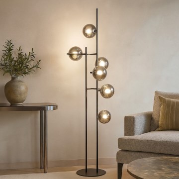 Ondaluce - Podna svjetiljka JEWEL 6xE14/10W/230V 166 cm crna/zadimljena crna