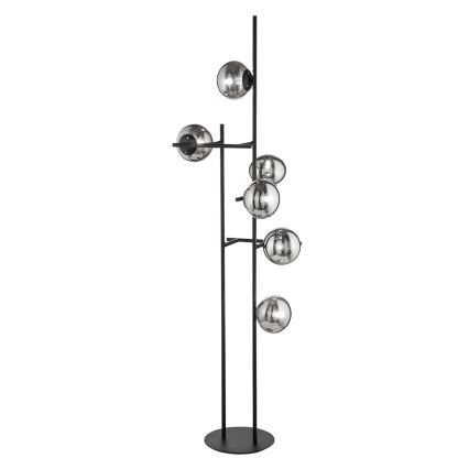 Ondaluce - Podna svjetiljka JEWEL 6xE14/10W/230V 166 cm crna/zadimljena crna