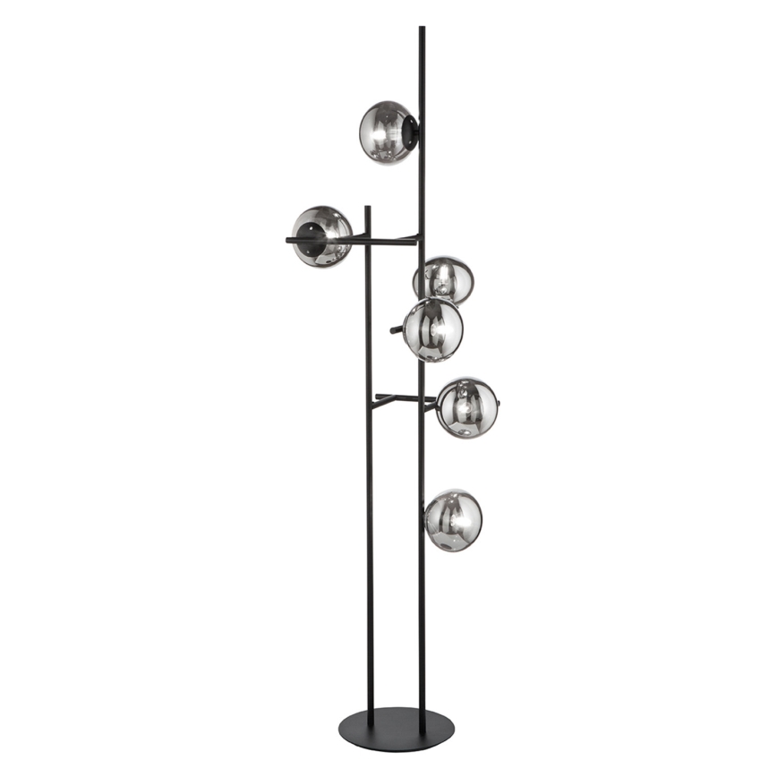 Ondaluce - Podna svjetiljka JEWEL 6xE14/10W/230V 166 cm crna/zadimljena crna