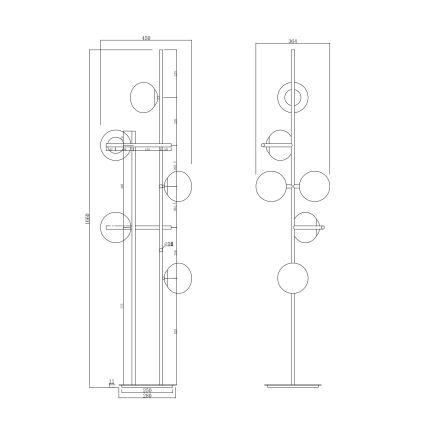 Ondaluce - Podna svjetiljka JEWEL 6xE14/10W/230V 166 cm crna/zadimljena crna