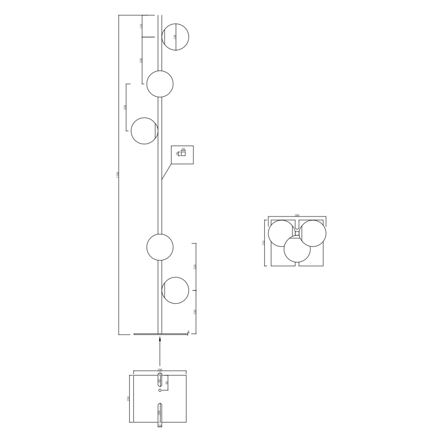 Ondaluce - Podna svjetiljka MONILE 5xE14/10W/230V zadimljeno-crna