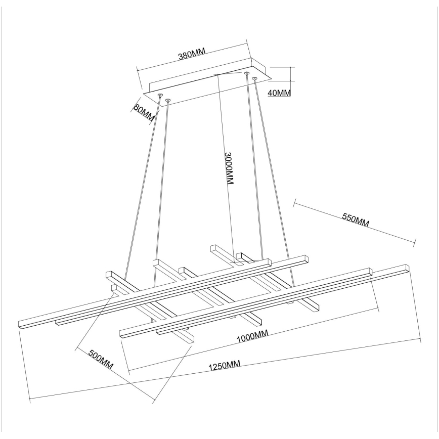 Ondaluce - prigušivi LED luster na sajli MOVIDA LED/114W/230V crna