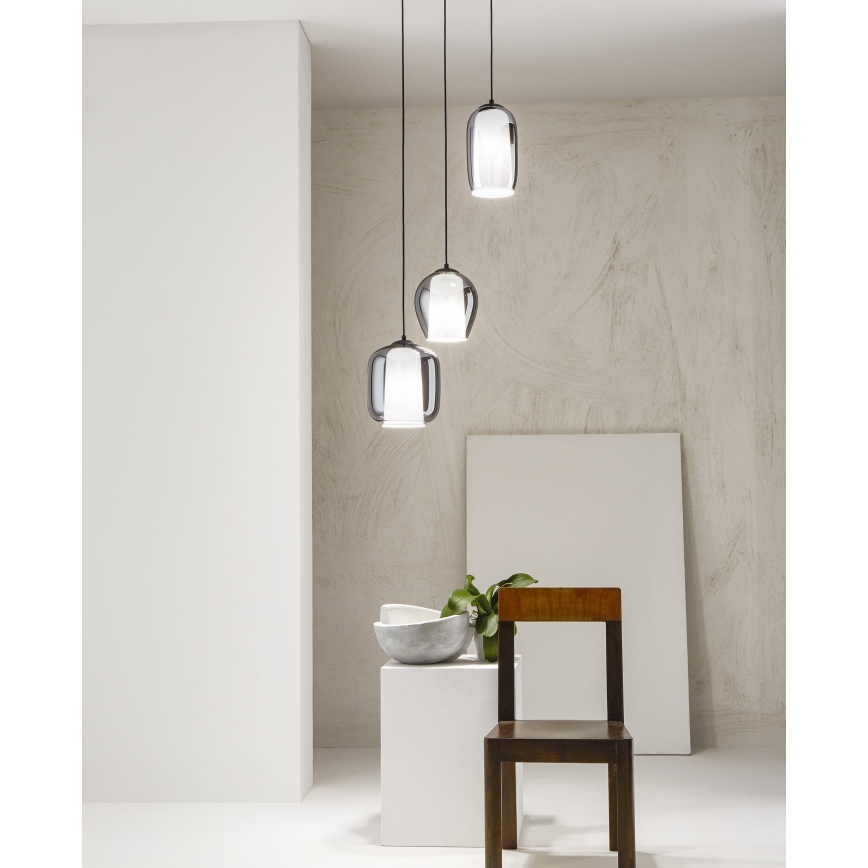 Ondaluce - Viseća svjetiljka na kabelu BONNIE 1xE27/15W/230V, promjer 15 cm, zadimljeno crna