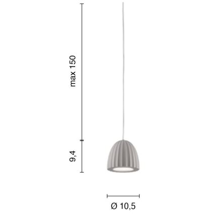 Ondaluce - Viseća svjetiljka na lanku CONCRETE 1xGU10/7,5W/230V pr. 10,5 cm beton/siva