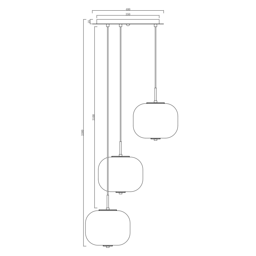 Ondaluce - Luster na sajli ODETTE 3×E14/10W/230V, promjer 43 cm, zlatna/zadimljena/višebojna