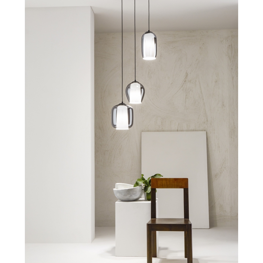 Ondaluce - Viseći luster na sajli BONNIE 1xE27/15W/230V Ø 15,5 cm crna/zadimljena crna