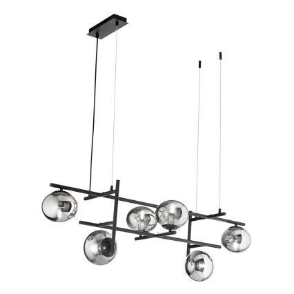 Ondaluce - Viseći luster na sajli JEWEL 6xE14/10W/230V crna/zadimljena crna