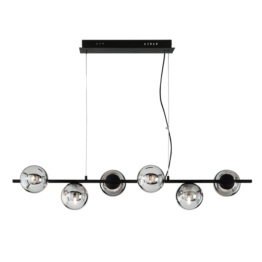 Ondaluce - Viseći luster na sajli MONILE 6xE14/10W/230V crna/zadimljena crna