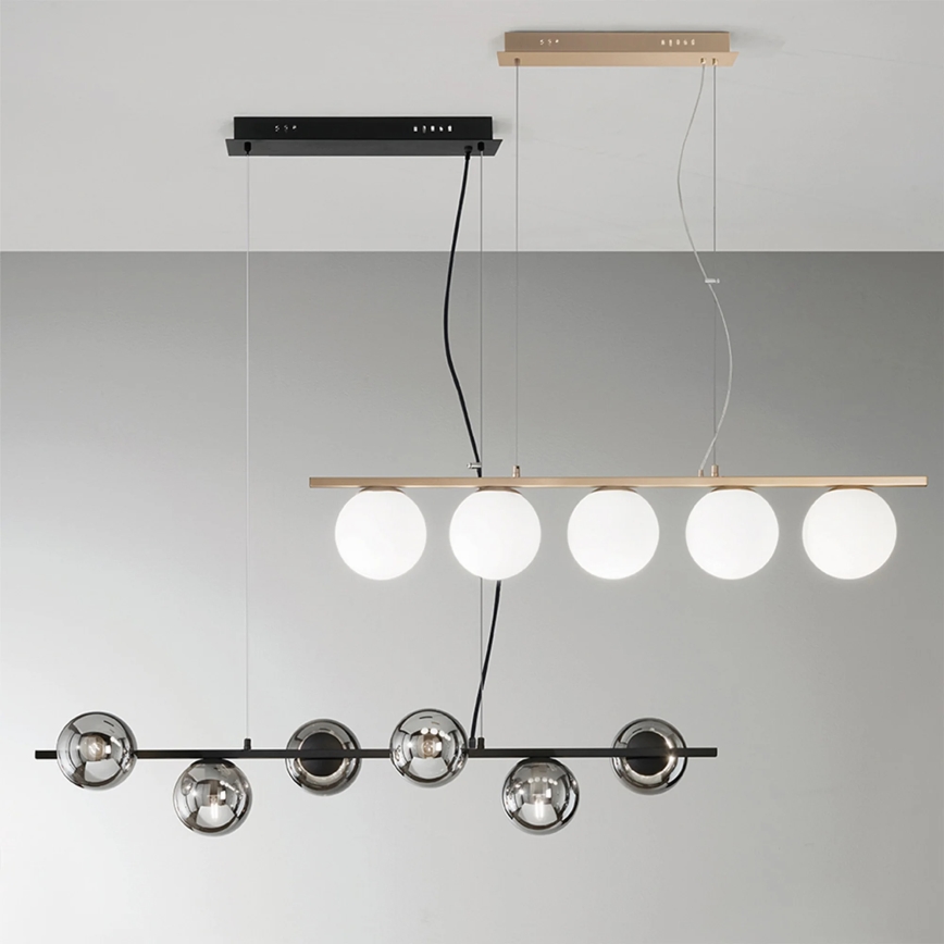 Ondaluce - Viseći luster na sajli MONILE 6xE14/10W/230V crna/zadimljena crna