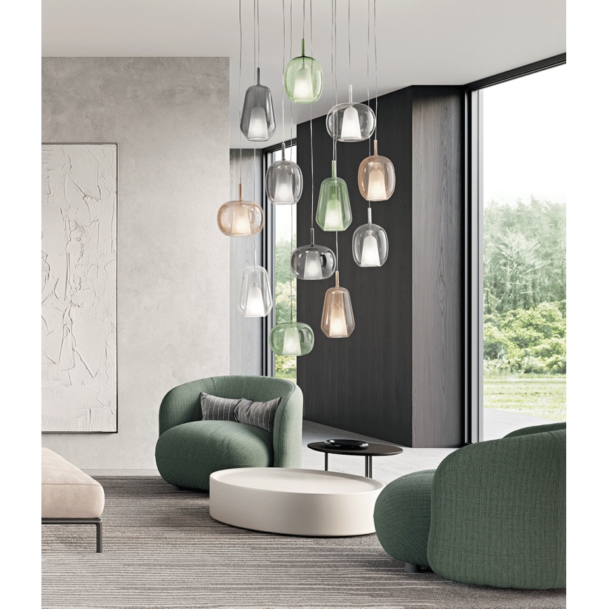 Ondaluce - Viseći luster na sajli THELMA 1xE27/15W/230V Ø 25 cm zlatna/prozirna
