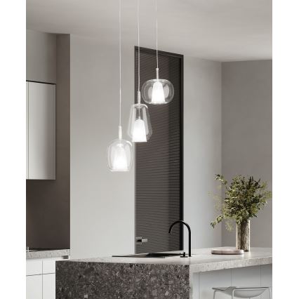 Ondaluce - Viseći luster na sajli THELMA 1xE27/15W/230V Ø 25 cm zlatna/prozirna