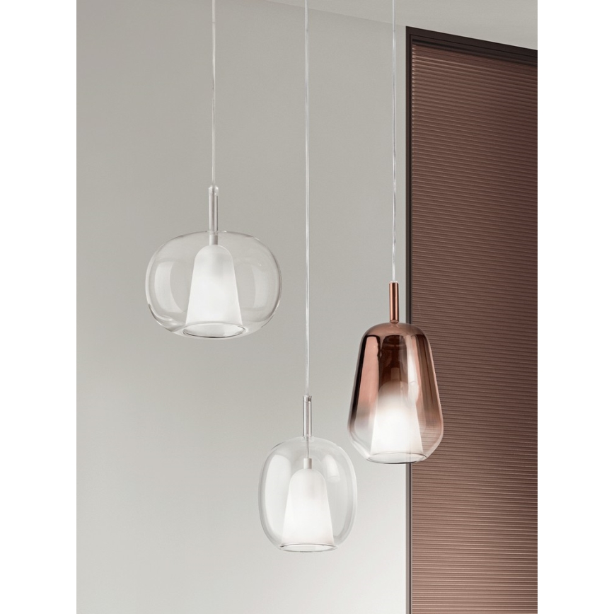 Ondaluce - Viseći luster na sajli THELMA 1xE27/15W/230V Ø 25 cm zlatna/prozirna