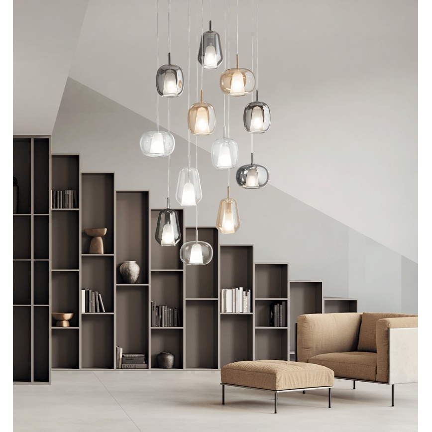 Ondaluce - Viseći luster THELMA na kabelu 3xE27/15W/230V u zadimljenoj bež boji