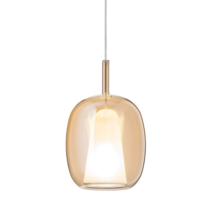 Ondaluce - Visilica na kabelu THELMA 1xE27/15W/230V Ø 19,5 cm zlatna/zadimljeno bež