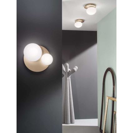 Ondaluce - Zidna svjetiljka TONDO 1xE14/10W/230V + 1xE27/15W zlatna/bijela