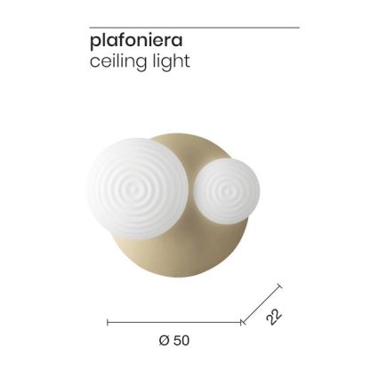 Ondaluce - Zidna svjetiljka TONDO 1xE14/10W/230V + 1xE27/15W zlatna/bijela