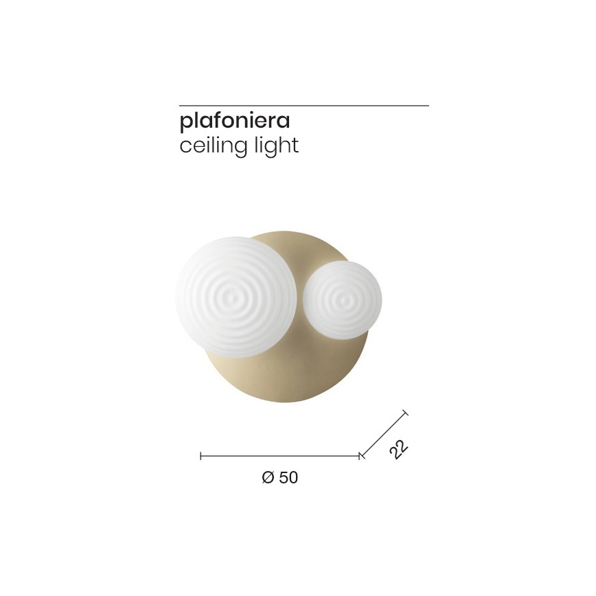 Ondaluce - Zidna svjetiljka TONDO 1xE14/10W/230V + 1xE27/15W zlatna/bijela