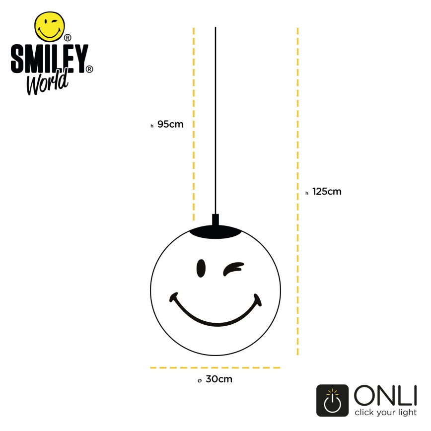 ONLI - Dječji luster na kabelu SMILEY 1xE27/15W/230V žuta