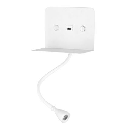 ONLI - LED Fleksibilna lampica s policom i USB punjenjem PLAK LED/1W/230V bijela
