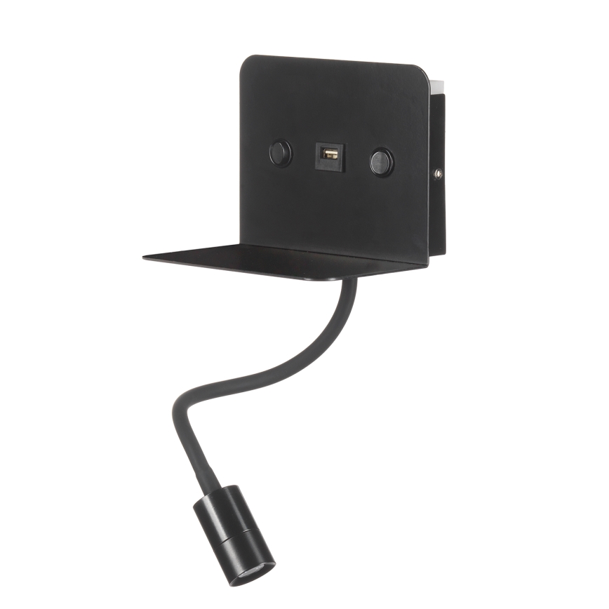 ONLI - LED Fleksibilna lampica s policom i USB punjenjem PLAK LED/1W/230V crna