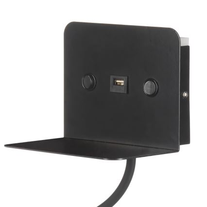 ONLI - LED Fleksibilna lampica s policom i USB punjenjem PLAK LED/1W/230V crna