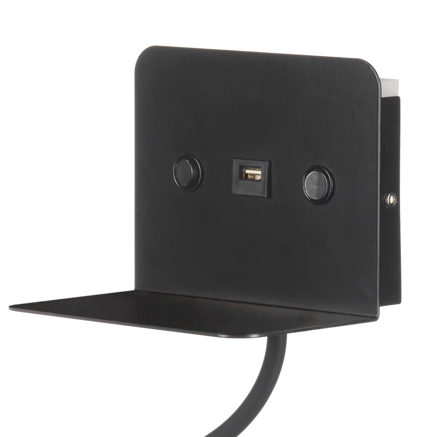 ONLI - LED Fleksibilna lampica s policom i USB punjenjem PLAK LED/1W/230V crna