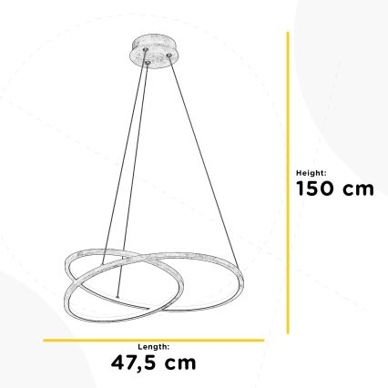 ONLI - LED Luster na sajli LIBERTY LED/30W/230V 4000K zlatna