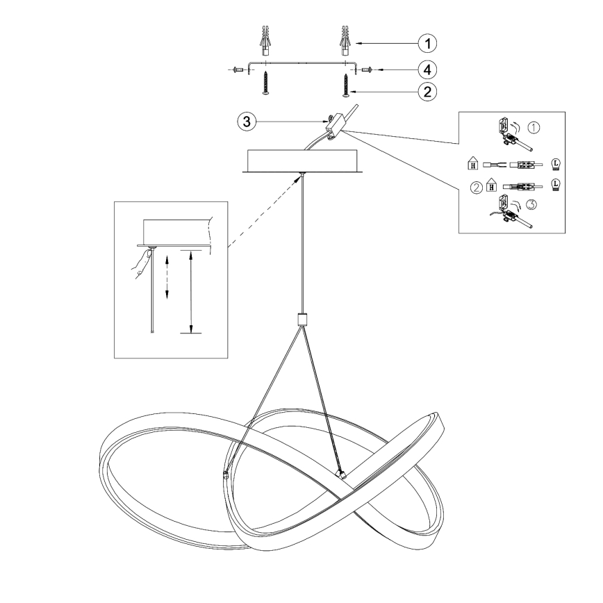 ONLI - LED Luster na sajli LOOP LED/40W/230V 4000K sjajni krom