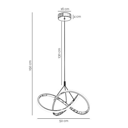 ONLI - LED Luster na sajli LOOP LED/40W/230V 4000K sjajni krom