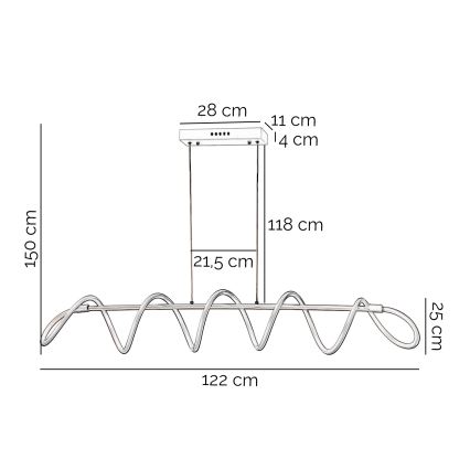 ONLI - LED Luster na sajli SPIRALE LED/72W/230V 3000K bijela