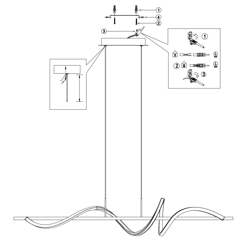 ONLI - LED Luster na sajli TWIST LED/30W/230V 4000K crna