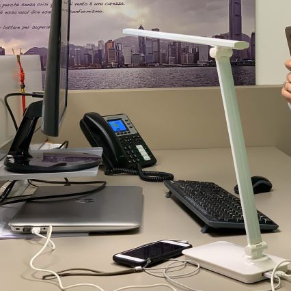 ONLI - LED Prigušiva stolna lampa na dodir s USB portom DESKI LED/7W/230V 4000K bijela