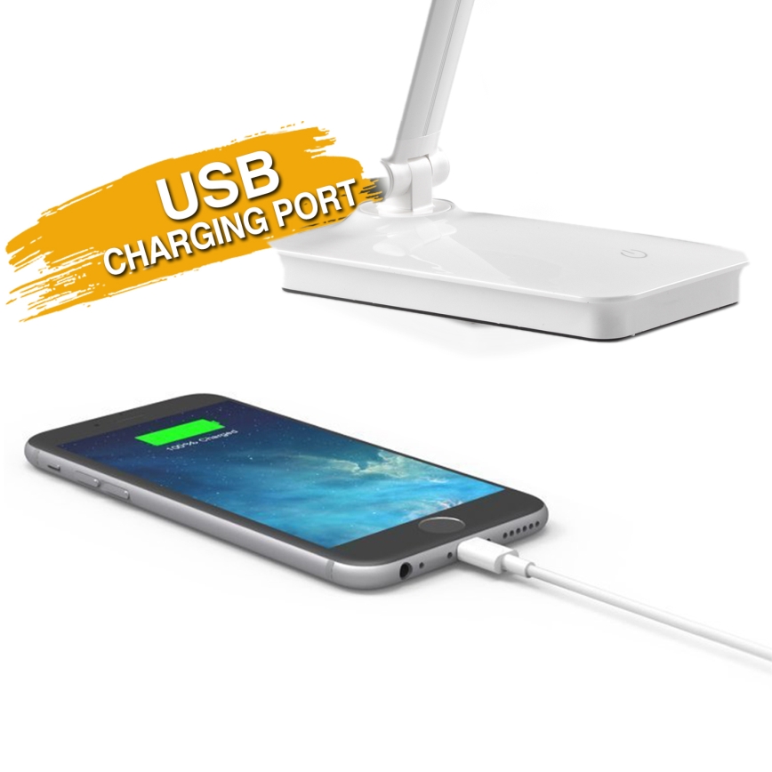 ONLI - LED Prigušiva stolna lampa na dodir s USB portom DESKI LED/7W/230V 4000K bijela