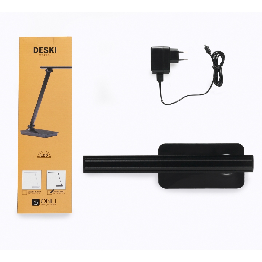 ONLI - LED Prigušiva stolna lampa s USB portom DESKI LED/7W/230V 4000K crna