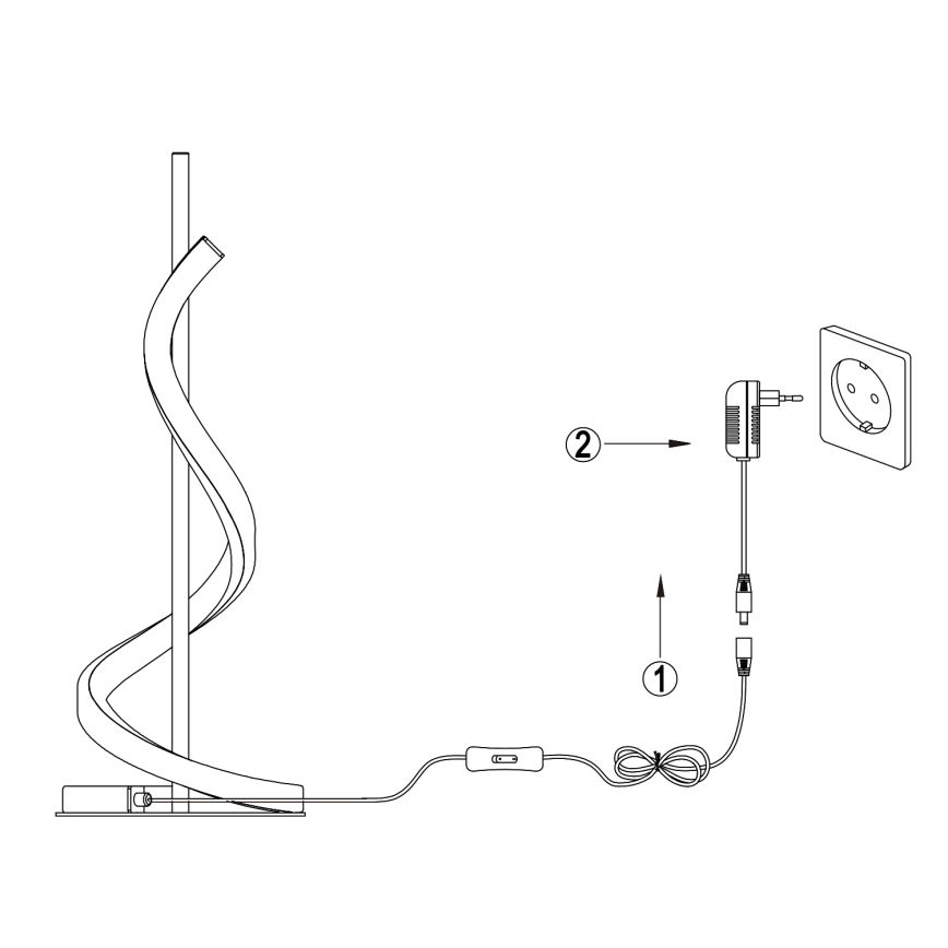ONLI - LED Stolna lampa TWIST LED/12W/230V 4000K 40 cm crna