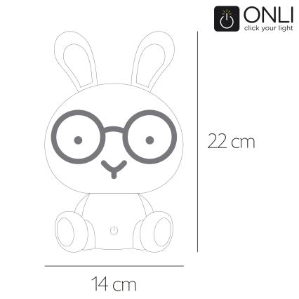 ONLI - LED dječja noćna lampica s podesivom svjetlinom PUPPIES LED/3W/230V 22 cm zec/plava