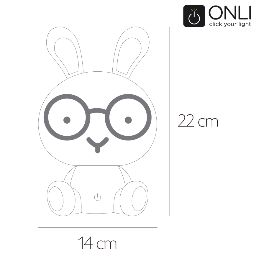 ONLI - LED dječja noćna lampica s podesivom svjetlinom PUPPIES LED/3W/230V 22 cm zec/plava