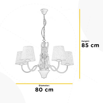 ONLI - Luster na lancu AGAR 5xE14/6W/320V pr. 80 cm