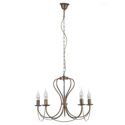 ONLI - Luster na lancu CANDELA 5xE14/6W/230V brončana