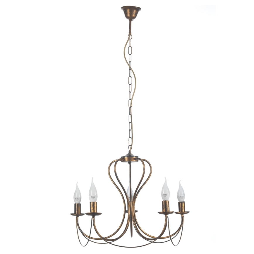 ONLI - Luster na lancu CANDELA 5xE14/6W/230V brončana