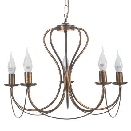 ONLI - Luster na lancu CANDELA 5xE14/6W/230V brončana