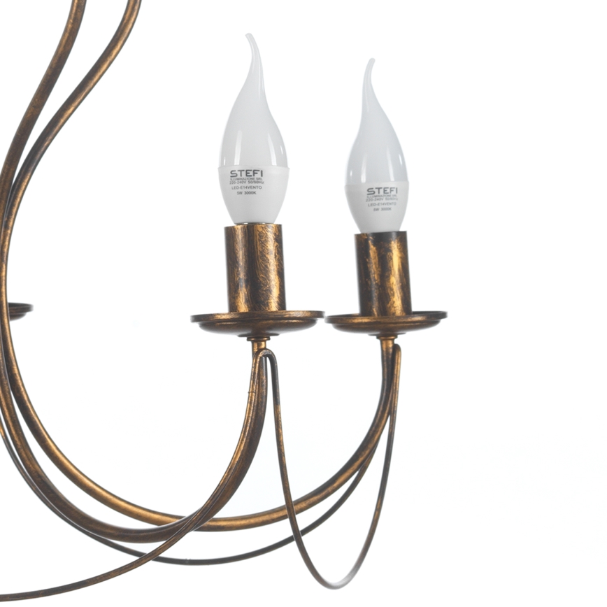 ONLI - Luster na lancu CANDELA 5xE14/6W/230V brončana