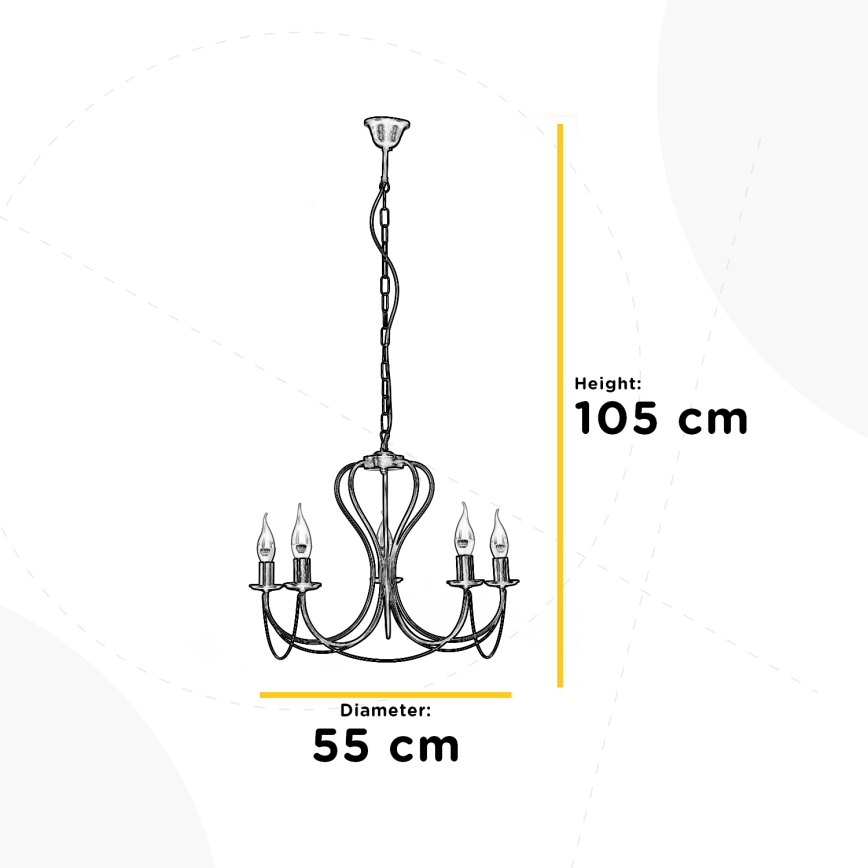 ONLI - Luster na lancu CANDELA 5xE14/6W/230V brončana