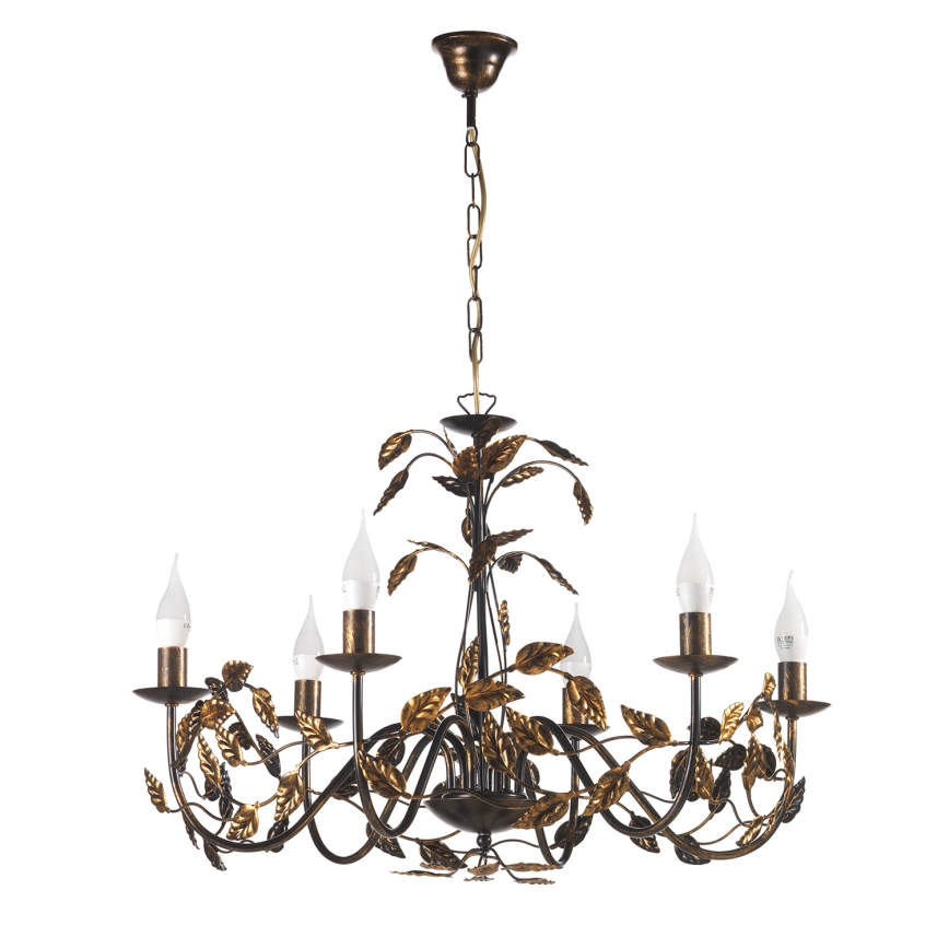 ONLI - Luster na lancu COLLANA 6xE14/6W/230V brončana/zlatna