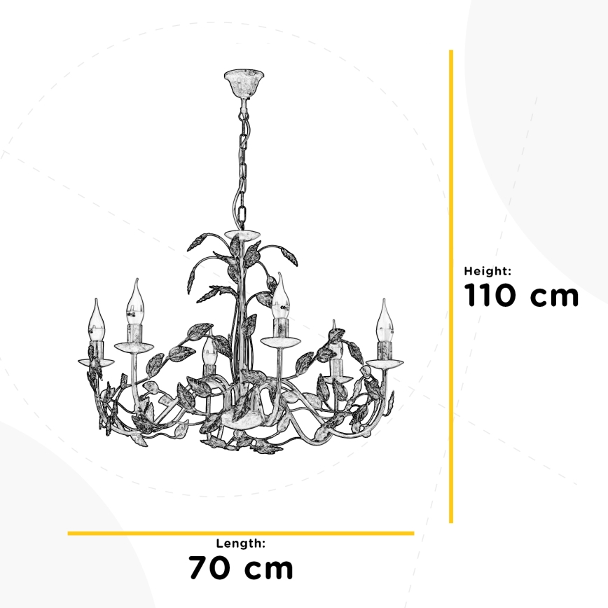 ONLI - Luster na lancu COLLANA 6xE14/6W/230V brončana/zlatna