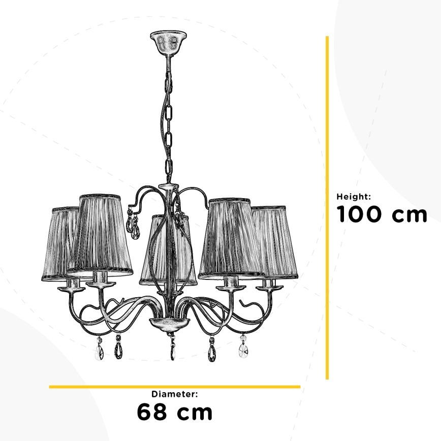 ONLI - Luster na lancu DELIA 5xE14/6W/230V
