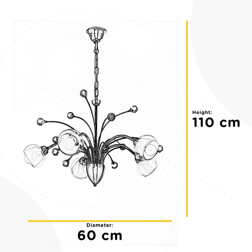 ONLI - Luster na lancu DIAMANTE 5xE14/6W/230V