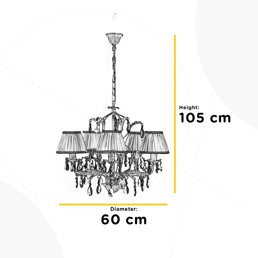 ONLI - Luster na lancu KAREN 5xE14/6W/230V bijela