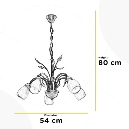 ONLI - Luster na lancu LILIANA 5xE14/6W/230V