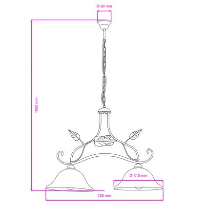 ONLI - Luster na lancu MIRANDA 2xE27/22W/230V